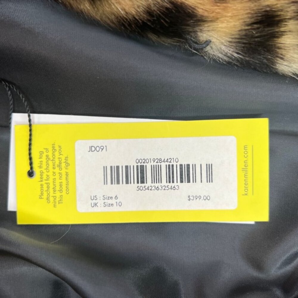 NWT KAREN MILLEN Super-Soft Faux Fur Leopard Print Lined Jacket w Pockets Sz 6 - Picture 13 of 16
